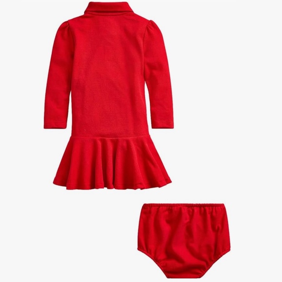 POLO Ralph Lauren Baby Stretch Cotton Long Sleeve Polo Dress RED 24M 24 … - Picture 4 of 9